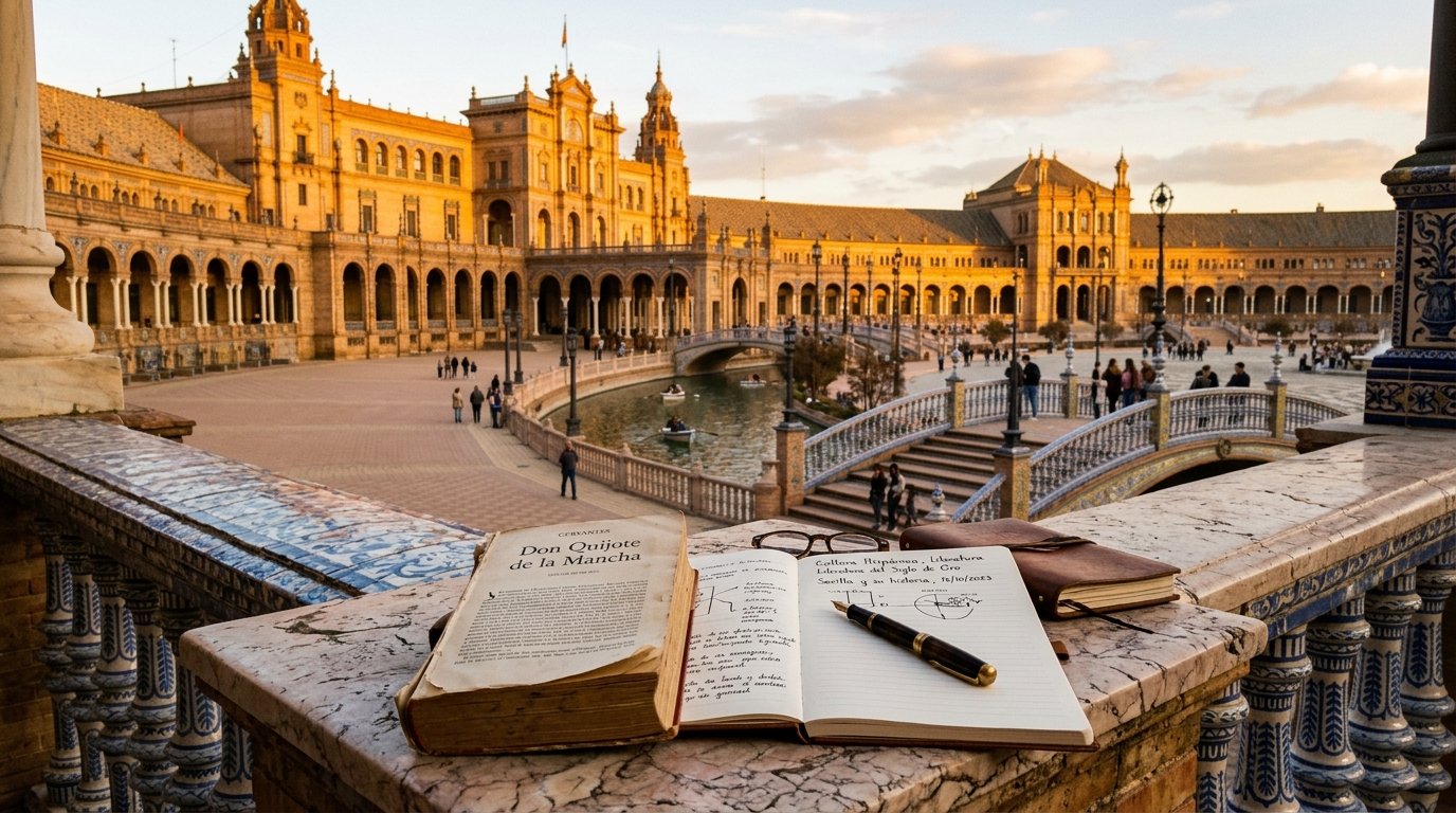 Plaza de España in Seville, Don Quixote, and classical Spanish study
